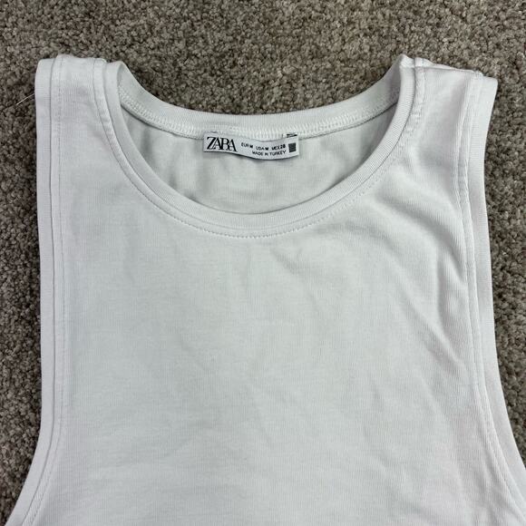 Zara Cotton/Elastane White Crop Top size M - Picture 3 of 7
